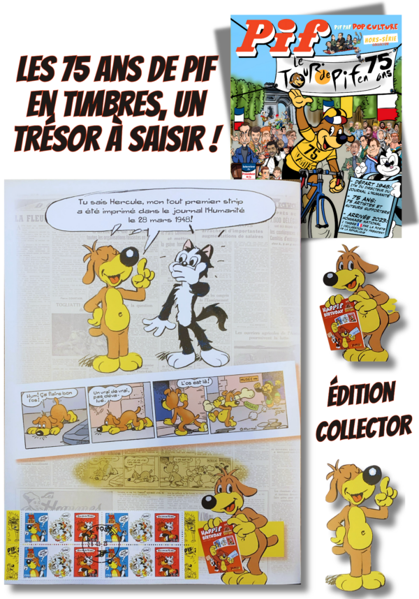 HS Événement 75 Ans – 4 Timbres Oblitérés du Jour Anniversaire avec le Premier Strip de Pif (28 Mars 1948) – Un Vrai Collector ! – Image 3